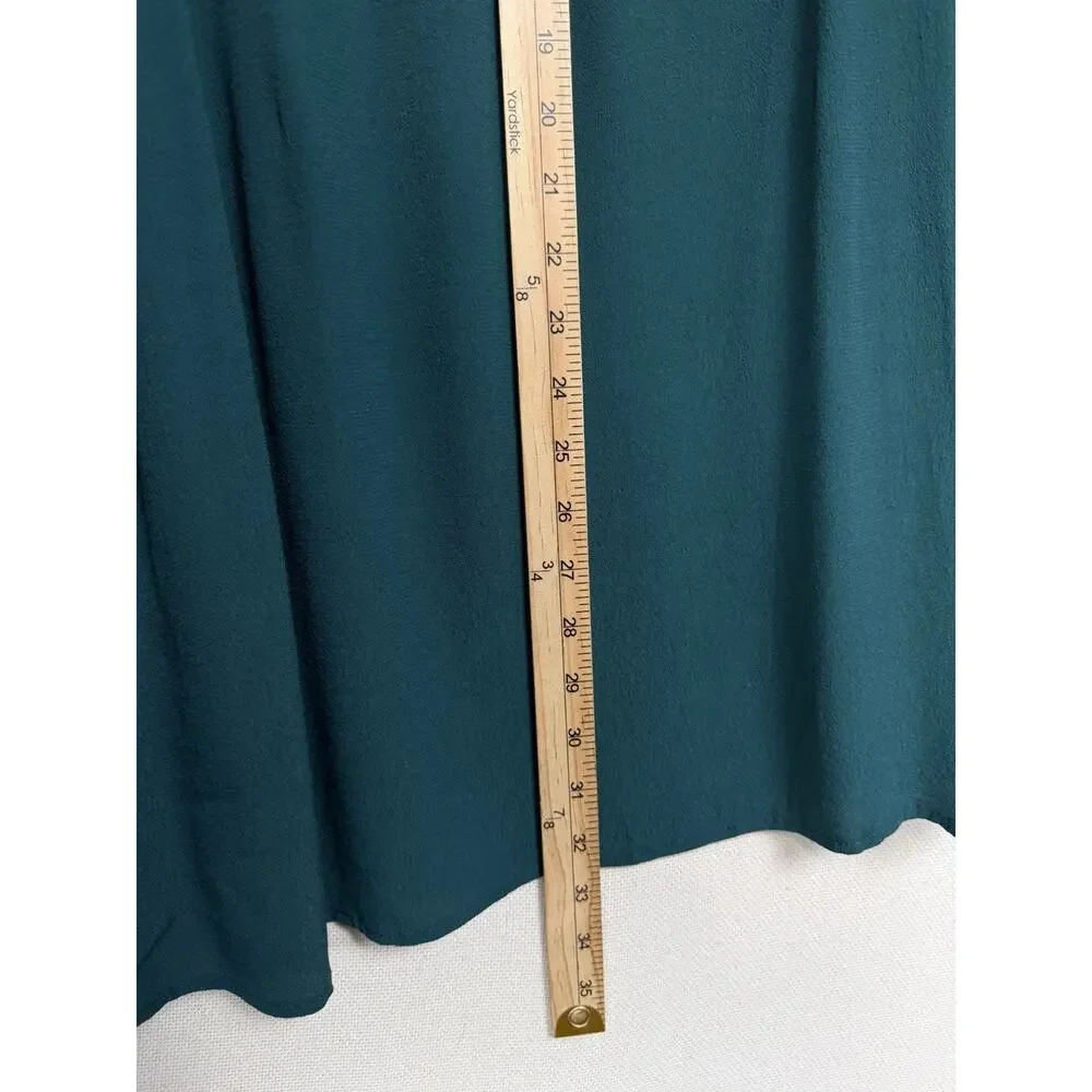Free People Mini Dress Women’s Sz 8 Ruffle Trim Jade Green Open Sides Pockets - Picture 15 of 15